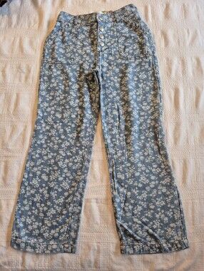 Mini Boden girls 10 years light weight floral printed pants, snap closure VGUC